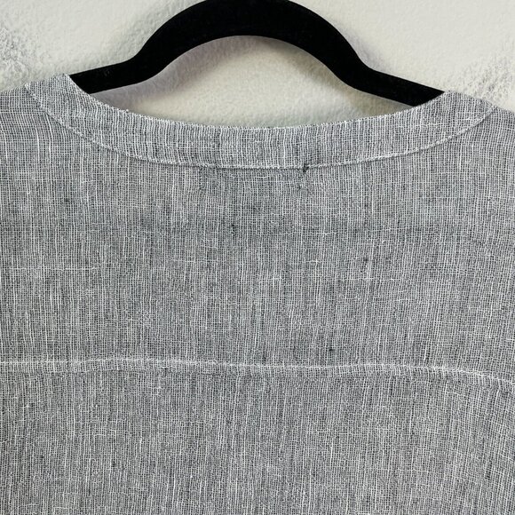 Tahari Womens Medium Gray 100% Linen Oversized Shirt Dolman Sleeve Top - Picture 8 of 9